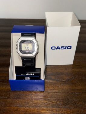 Casio Digital Watch in Silver and Black with Illuminator